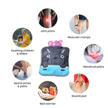 Grey Cat Print Small Hot Water Bag with Cover for Pain Relief - Goyaldeal.com