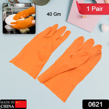 Multipurpose Rubber Reusable Cleaning Gloves, Reusable Rubber Hand Gloves I Latex Safety Gloves I for Washing I Cleaning Kitchen I Gardening I Sanitation I Wet and Dry Use Orange Gloves (1 Pair 40 Gm) - Goyaldeal.com
