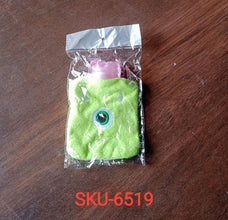 Green One-Eyed Monster Print Small Hot Water Bag with Cover for Pain Relief - Goyaldeal.com