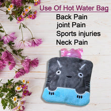 Grey Cat Print Small Hot Water Bag with Cover for Pain Relief - Goyaldeal.com