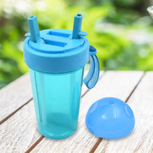 2 Drinks in 1 Cup Water Bottle, Stable Sturdy Dual Use Bottle 2 Straws for Shopping Travel for Outdoor Activities (1 Pc) - Goyaldeal.com