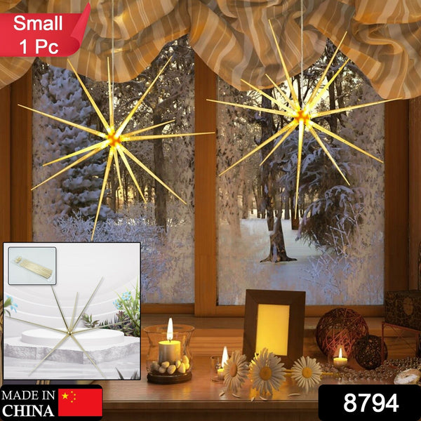 3D Gold Star Hanging Decoration Star, Acrylic Look  Hanging Luminous Star for Windows, Home, Garden Festive Embellishments for Holiday Parties Weddings Birthday Home Decoration (Small) - Goyaldeal.com