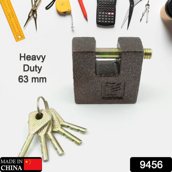 Iron lock, Brass Core and Thickened Spray Black Iron Door Lock With 5 pc Keys for Home Dormitory, Waterproof Antirust Anti-theft locks Outdoor Gate Shed Locks Warehouse Big Iron Door Drawer Lock (63 mm ) - Goyaldeal.com