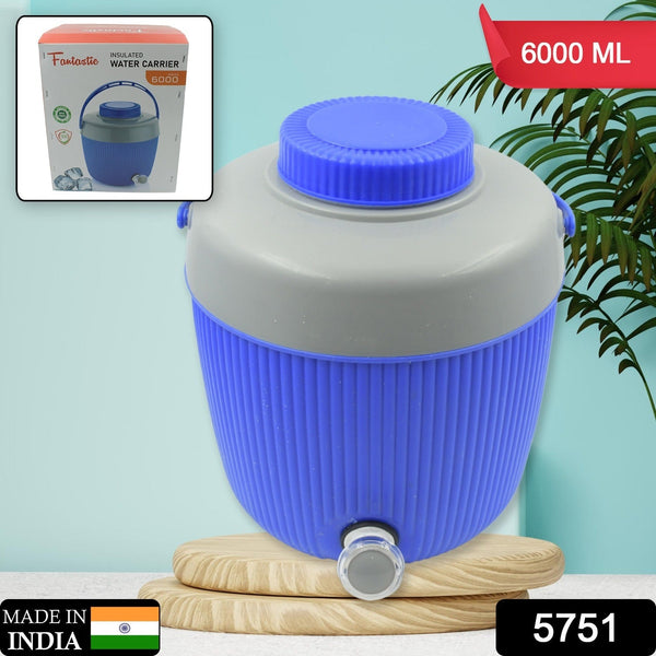 Insulated Water Jug, Insulated Plastic Water Jug with a Sturdy Handle, Water Jug Camper with Tap Plastic Insulated Water Storage Cool Water Storage for Home & Travelling (6000 ML) - Goyaldeal.com