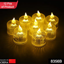 12 Pcs Flameless and Smokeless Decorative Acrylic Candles Transparent Led Tea Light Candle for Gifting, House, Diwali, Christmas, Festival, Events Decor Candles - Goyaldeal.com