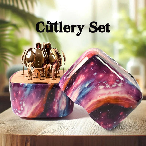 Unique Golden Egg Storage Modern Tableware Steak Knives Fork Flatware Set Royal Spoon Set Tableware Gold Cutlery Set Dishwasher Safe Mirror Finished With Gift Box for Halloween 24Pcs Set) - Goyaldeal.com