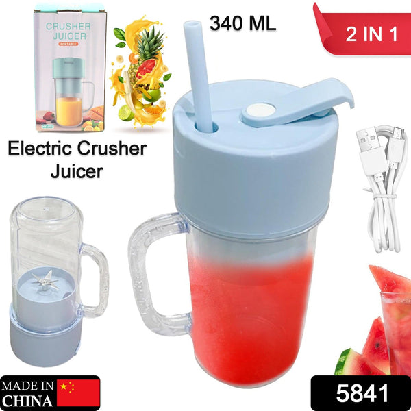 2 In1 Portable Crusher Juicer With Handle & Straw for Smoothie Sipper USB Rechargeable (340 ml) 6 Stainless Steel Blades Compact Juicer Mixer, Juicer Portable Fresh Juice Blender Portable Electric Juicer ( 340 ML ) - Goyaldeal.com