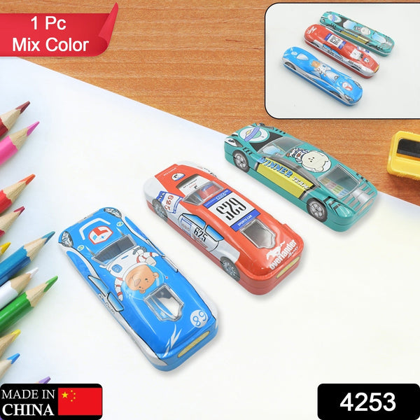 Car-Shaped Metal Compass Box (1 Pc): Pencil Case for Kids, Stationery - Goyaldeal.com