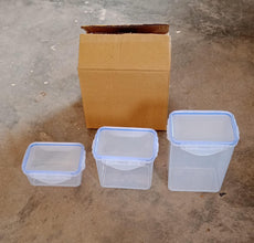 Kitchen Storage Container Set with Food Grade Plastic and Air Seal Lock Lid for Storage of Grocery, Spices, Dry fruits Use For Home, Office, Restaurant, Canteens (3 Piece Set) - Goyaldeal.com