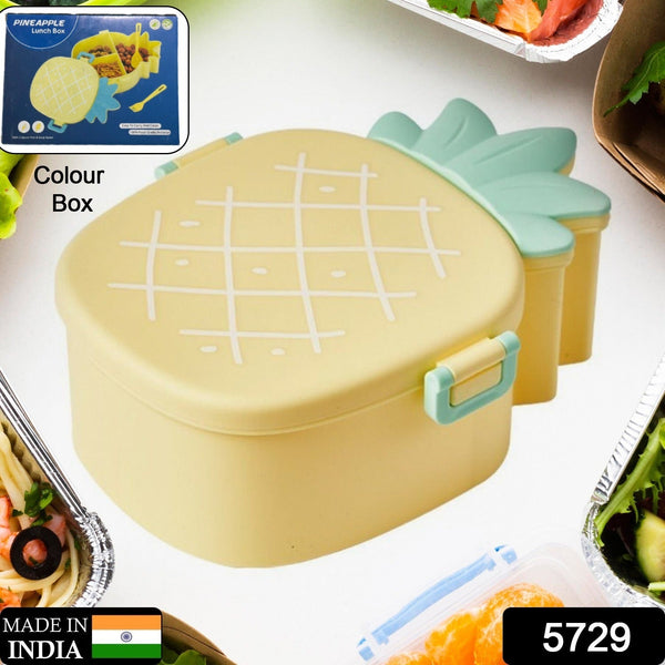 Kids Lunch Box Cute Pineapple Shaped Bento Box with Fork Spoon Snack Container Microwave Portable Office Lunch Box (1 Pc / With Spoon, Fork & Color Box) - Goyaldeal.com