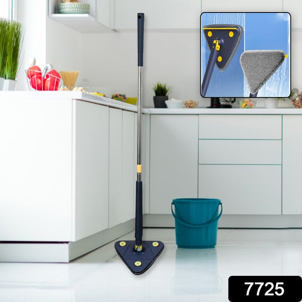 Rotatable Adjustable Triangle Cleaning Mop Triangle Mop with Stainless Steel Long Handle Push-Pull Squeezing Cleaning Mop Dry & Wet Mop for Floor Windows (1 Pc) - Goyaldeal.com
