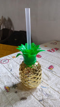 Plastic Pineapple Cups with Straw (1 Pc) - Party Favors, Hawaiian, Beach - Goyaldeal.com