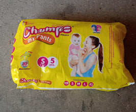 Travel-Friendly Diapers: Champs Small Diaper Pants (5 Pack) - Leakproof - Goyaldeal.com