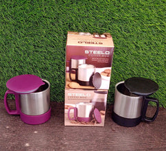 Stainless Steel Coffee/Tea Cup, Stainless Steel Lid Cover Hot Coffee/Tea Mug Hot Insulated Double Wall Stainless Steel, Coffee and Milk Cup with Lid & Handle Easy To Carry - Coffee Cup (1 Pc) - Goyaldeal.com