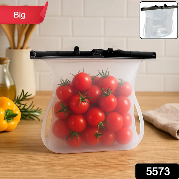 Reusable Silicone Food Storage Bag – Leakproof, Flat Bottom, Freezer & Microwave Safe, BPA-Free Snack & Sandwich Bag (1 Pc) - Goyaldeal.com