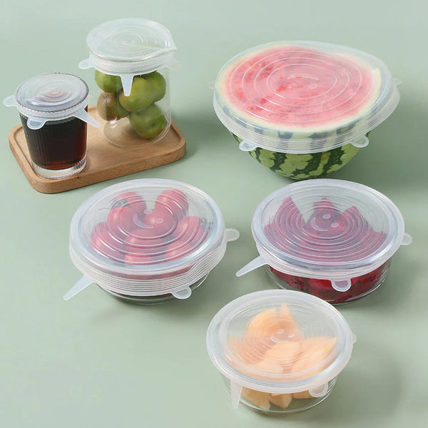 Silicone Stretch Lids, Microwave & Freezer Safe Food Covers (6 Pcs Set /95 Gm ) - Goyaldeal.com