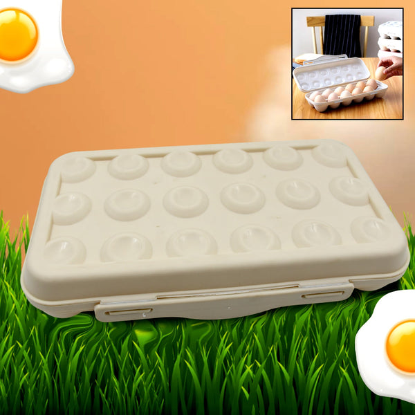 18 Grid Egg Holder Storage, Shock-Proof Egg Container with Buckle, Egg Carrier, Egg Tray, Egg Shelter, Effective Full Seal, Egg House use for Fridge, Camping, Kitchen - Goyaldeal.com