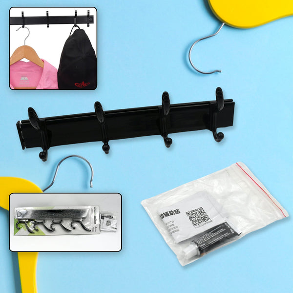 Extra Long 4-Hook Wall Coat Hanger with Eco Adhesive - Goyaldeal.com