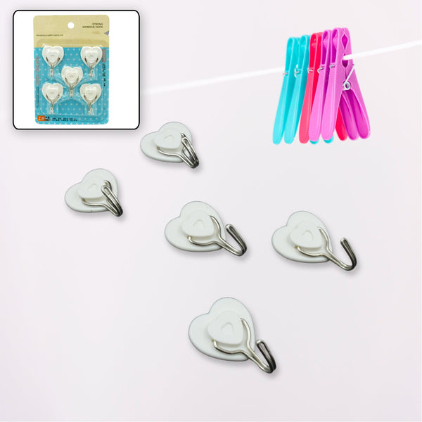 Multipurpose Strong Hook Self-Adhesive hooks for wall Heavy Plastic Hook, Sticky Hook Household For Home , Decorative Hooks, Bathroom & All Type Wall Use Hook , Suitable for Bathroom, Kitchen, Office (5 Pc Set) - Goyaldeal.com