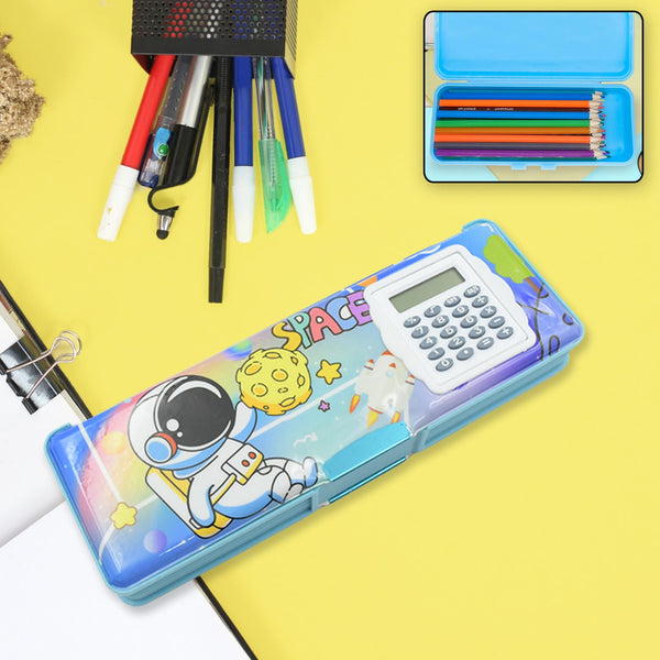 Magnetic Geometry Box - Double-Sided Pencil Case with Calculator for Students - Goyaldeal.com