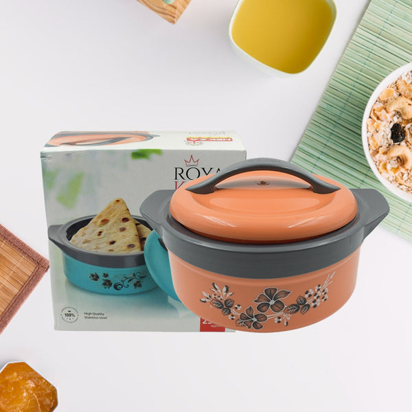 Casserole Box for Food Searving Inner Steel Insulated Casserole Hot Pot Flowers Printed Chapati Box for Roti Kitchen (Approx 2500 ml) - Goyaldeal.com