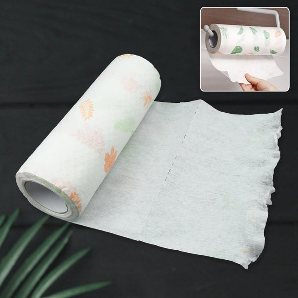 Non Woven Reusable and Washable Kitchen Printed Tissue Roll Non-stick Oil Absorbing Paper Roll Kitchen Special Paper Towel Wipe Paper Dish Cloth Cleaning Cloth 40 sheets / Pulls - Goyaldeal.com