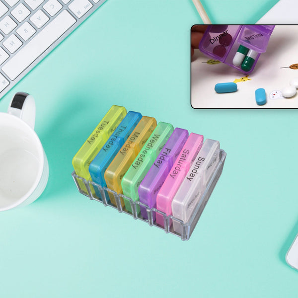 7 Days 4 Times Transparent Medicine Box 28 Grid Portable Large Capacity Travel, Medication Organizer Dispenser Boxes Large Compartments Moisture-Proof Pill Case Medication Reminder Travel - Goyaldeal.com