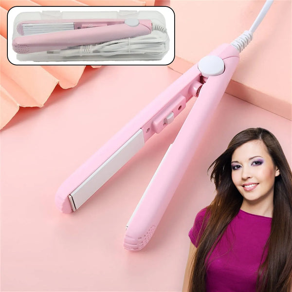 Beauty and Personal Care Professional Ceramic Plate Mini Hair Styler Straightener and Curler - Goyaldeal.com