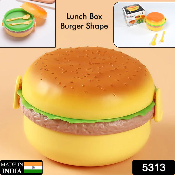 Burger Shape Lunch Box – Double Layer 1000ml Food Container with 2 Spoons for Kids - Goyaldeal.com