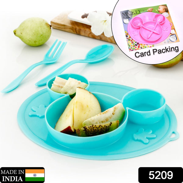 Silicon Micky Plate And 1 Spoon & 1 Fork Card Packing ( 1 Pc Product) - Goyaldeal.com