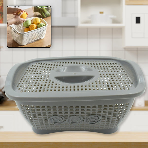 Multipurposes Plastic Basket, Organizer for Kitchen, Countertop, Cabinet, Bathroom with Lid, Plastic Storage Basket For Store Fruits, Vegetables, Magazines, Cosmetics, Stationary (1 Pc / Mix Color ) - Goyaldeal.com