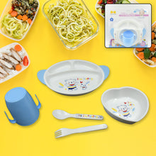 5in1 Baby Feeding Set for Kids and Toddlers,Children Children Dinnerware Set - Feeding Set for Kids, Cartoon Design Plate, Cup, Spoon, Fork  Tableware Cutlery for Kids Microwave (5 Pcs Set) - Goyaldeal.com