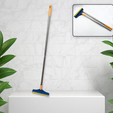 2 in 1 Cleaning Brush & Wiper , Long Handle Floor Brush, Rotatable Cleaning Brush for Bathroom, Kitchen, 120 Degree Triangular Rotating Brush Head with Wiper - Goyaldeal.com