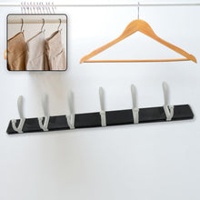 Wall Door Hook Rail | 6 Hook Hanger for Clothes & Hats | With Eco-Friendly Adhesive - Goyaldeal.com