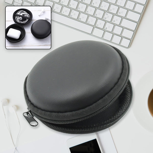 Cute Round Earphone Carrying Case - Multi-Use Pocket Pouch for Headphones, Cables, Coins, Airpods & More - Goyaldeal.com
