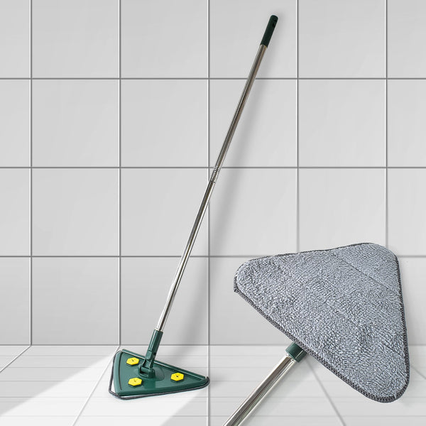 2-in-1 Extendable Triangle Mop – Retractable, 360° Rotating, Telescopic & Reusable Mop Heads (1 Pc) - Goyaldeal.com