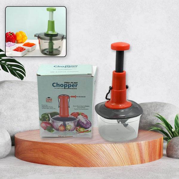 Manual Food Chopper (650ml): 3 Stainless Steel Blades, Locking System, Anti-Slip Base - Goyaldeal.com