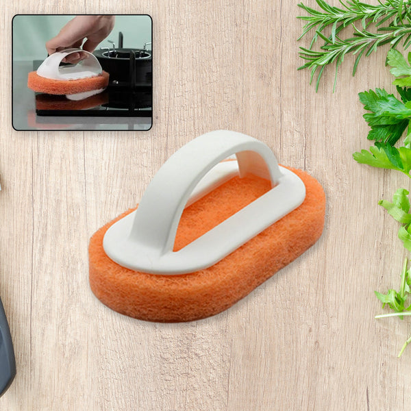 Sponge Kitchen Pot Brush With Handle Reusable And Washable Eraser Cleaner Removal Tool Sink Pot Dish Scrubber Bathroom Decontamination Cleaning Brush Glass Stove Top Cleaners Daily (1 Pc) - Goyaldeal.com