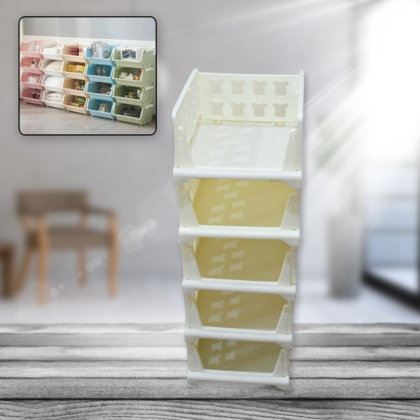 5 Layer Stackable Multifunctional Storage,for Clothes Foldable Drawer Shelf Basket Utility Cart Rack Storage Organizer Cart for Kitchen, Pantry Closet, Bedroom, Bathroom, Laundry (5 Layer 1 Pc) - Goyaldeal.com