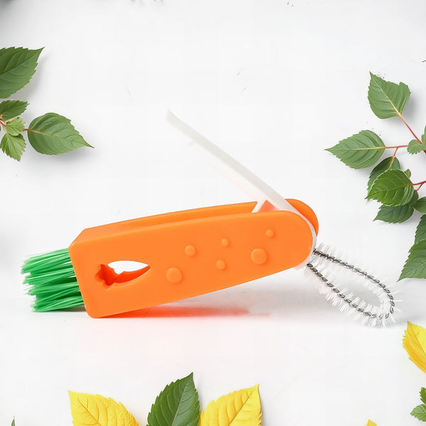 3-in-1 Multifunctional Cleaning Brush Set – Mini Bottle, Cup & Lid Cleaner (1 Pc) - Goyaldeal.com