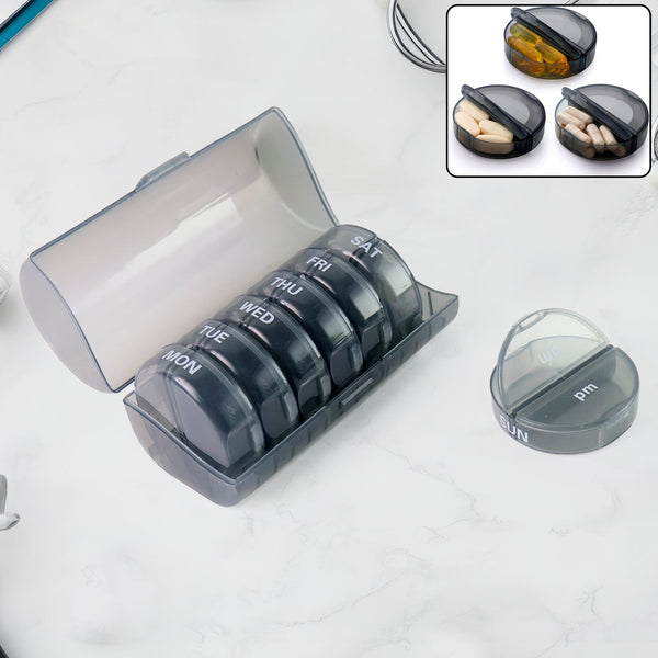 Weekly Pill Organizer 2 Times a Day Travel 7 Day Pill Box Twice a Day Daily Medicine Pill Case with Large Compartments - Goyaldeal.com