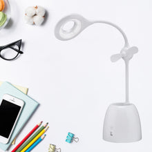 Rechargeable LED, LED Desk Lamp with Pen Container Fan, Interior Lighting for Study, Children's Room, Bedroom or Office, Perfect for Emergency, Study, Reading and Home USB Cable Included - Goyaldeal.com