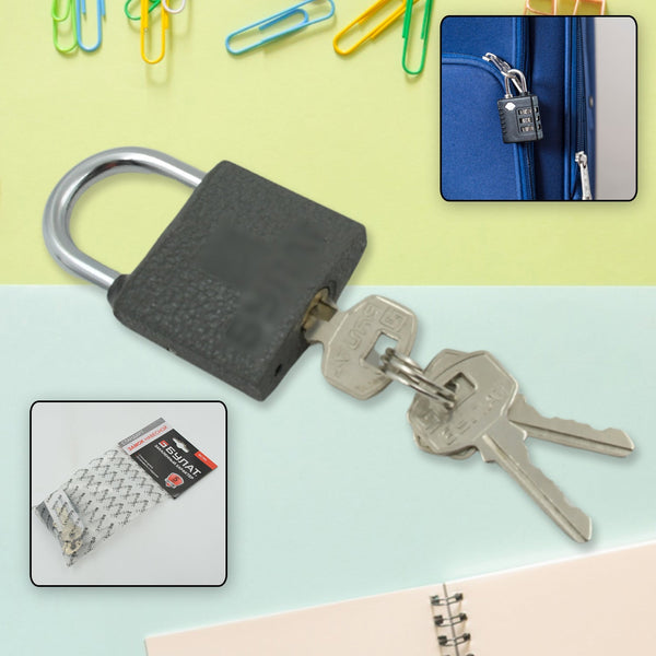 Iron lock, Brass Core and Thickened Black Iron Door Lock With 3 pc Keys for Home Dormitory, Waterproof Antirust Anti-theft locks Outdoor Gate Shed Locks Warehouse Small Iron Door Drawer Lock ( 37 mm ) - Goyaldeal.com