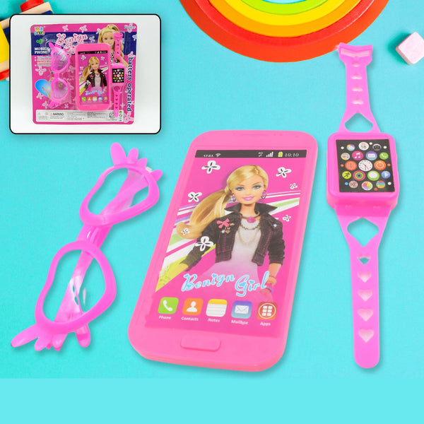 Barbiee Musical Phone, Watch & Glasses Set for Girls – ABS Calling Toy (3-Piece, Battery Not Included) - Goyaldeal.com