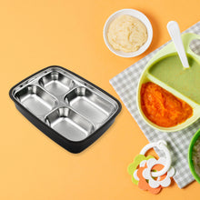 Black Transparent 4 Compartment Lunch Box for Kids and adults, Stainless Steel Lunch Box with 4 Compartments For Office, Travel, School, Home - Goyaldeal.com