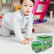 Foldable Bus Shape Toy Box Storage with Lid for Storage of Toys Basket Useful as Toy Organizer mountable Racks Surface Multipurpose Basket for Kids Wardrobe Cabinet Wood with Cloth Cover For Home Decor Books, Game, Baby Cloth (Mix Color & Design ) - Goyaldeal.com