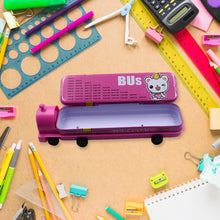 Double Decker Metal Bus Compass Case – 2-Layer with Movable Wheels & Sharpener for Kids - Goyaldeal.com