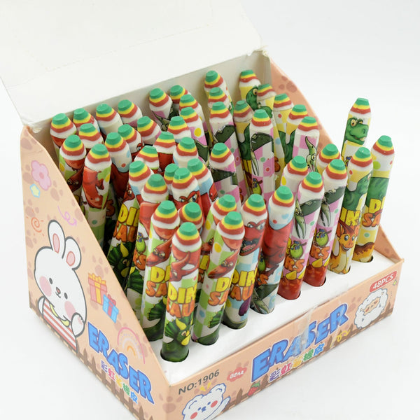 Fancy Erasers for Kids in Different Shapes – Rainbow Erasers, Stationery Gift for Kids Pencil Shaped Eraser for Children School Kids/Birthday Return Gift for Children (48 Pcs Set) - Goyaldeal.com