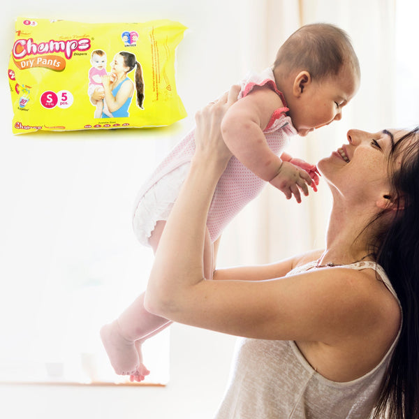 Travel-Friendly Diapers: Champs Small Diaper Pants (5 Pack) - Leakproof - Goyaldeal.com