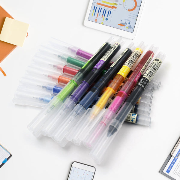 12 Color Rolling Ball Pens, Quick-Drying Ink 0.5 mm Extra Fine Point Roller ball Pens Straight Liquid Gel Ink Pens for Writing, Drawing, Journaling, Taking Notes, School Office Stationery (12 Pcs Set) - Goyaldeal.com